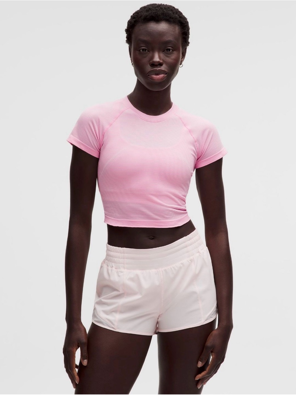 NWT Lululemon Swiftly Tech Cropped Short-Sleeve Shirt 2.0
(Stripe Candy Cloud) 8